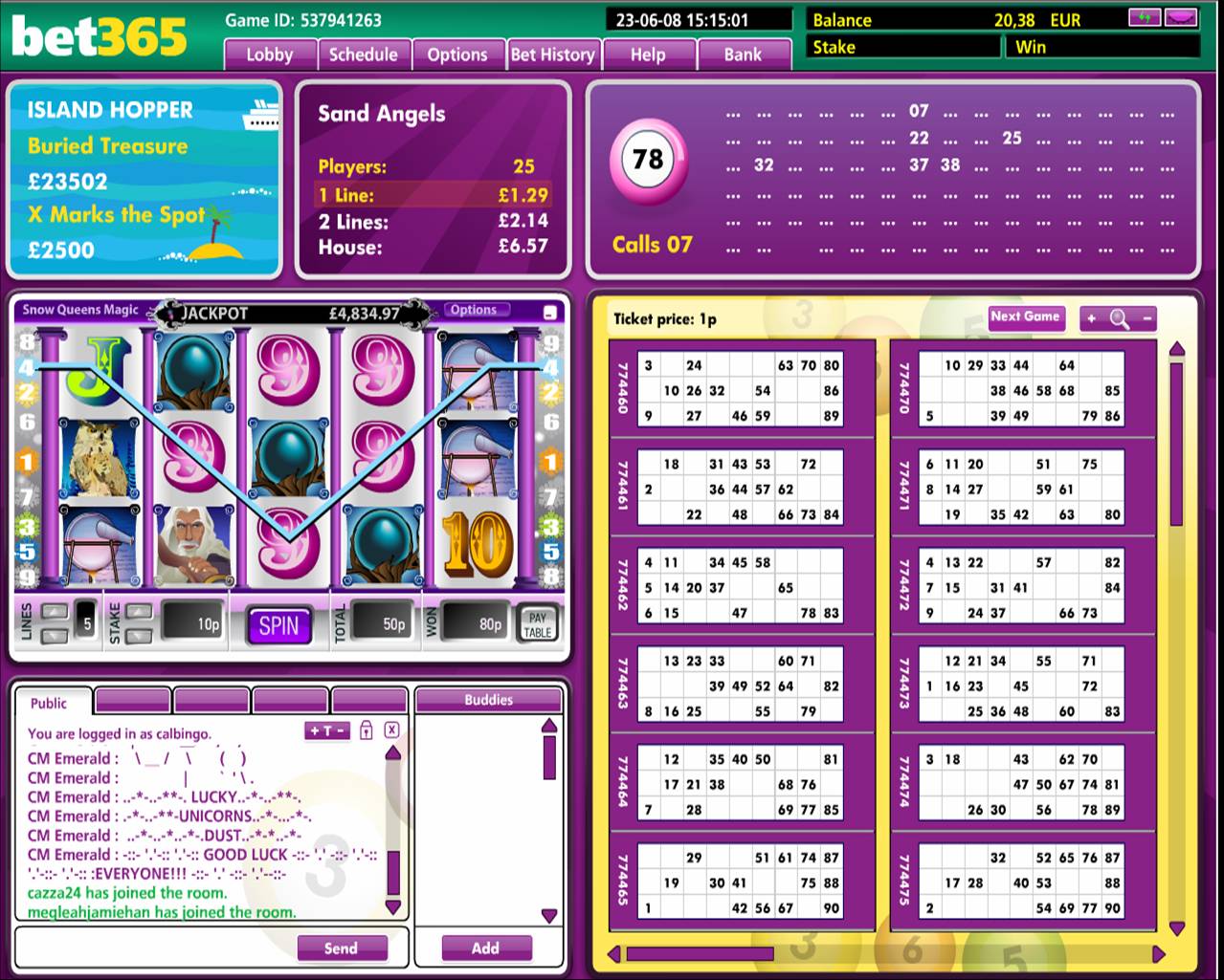 Bet365 Bingo Lobby